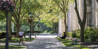 sidewalk near the cathedral of learning