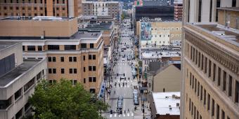 aerial view of the forbes avenue in oakland