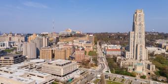 an aerial view of the pittsburgh campus